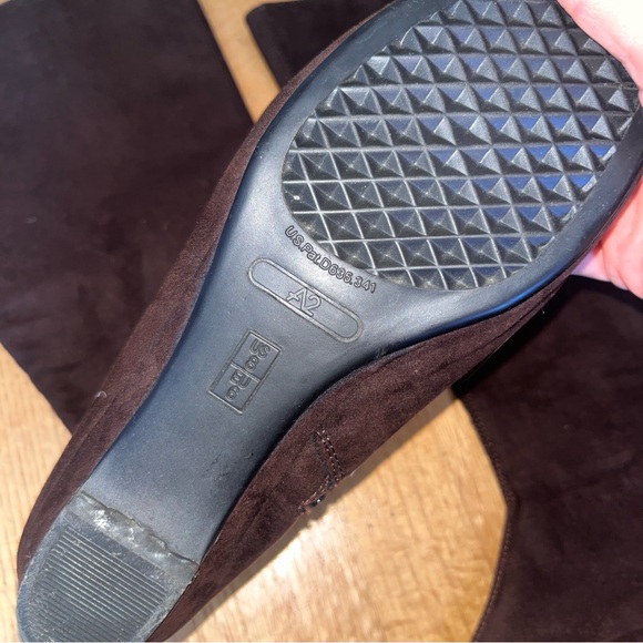 chocolate brown suede knee high Zip boots a2 aerosoles Peter Pan Wmn US 8 - Picture 8 of 16